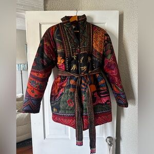 Farm Rio Reversible Puffer Coat w/ Belt